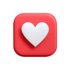 White heart symbol in red rounded square transparent background