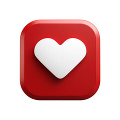 White heart symbol in red rounded square transparent background