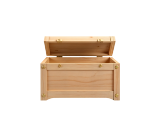 Open Wooden Treasure Chest with Transparent Background