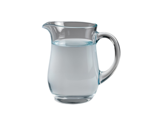 Glass Pitcher with Water on Transparent Background