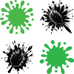  Natural eco brush splashed stroke shapes on a white background