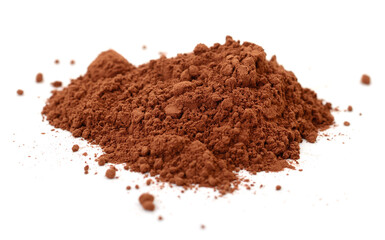 Cocoa powder heap isolated on white