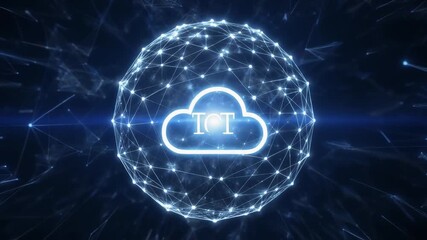 Digital Network Expansion with Glowing Iot Cloud Icon in Abstract Space - Powered by Adobe