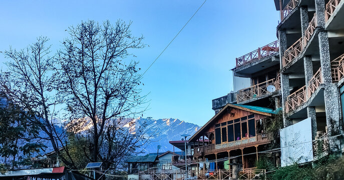 winter in the city in the mountain villages 