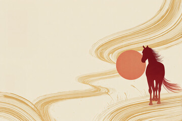 馬と抽象的な背景