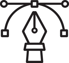 Black and white vector image of a pen tool for graphic design