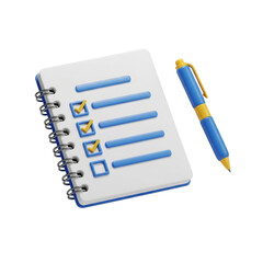 Checklist with a Pen on a White Background.
