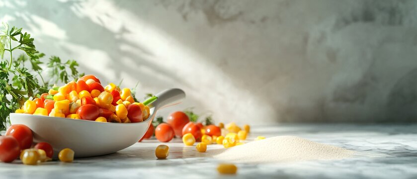 Colorful Sweet Peppers and Tomatoes with Corn Salad - Powered by Adobe