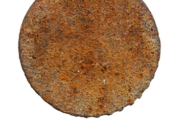 Fototapeta premium A piece of rusty metal isolated on a white background.