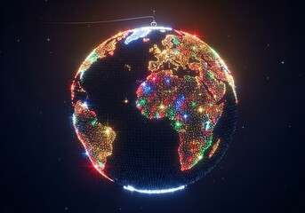 Obraz premium Global Connectivity A Vibrant Earth Illuminated by Technology.