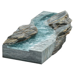 Natural stone podium with water surface display transparent background
