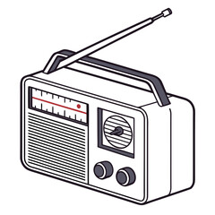 Vintage Portable Radio with Extendable Antenna and Handle Keywords: radio, vintage, portable