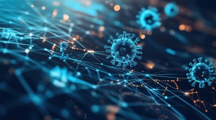 Abstract Digital Illustration of Virus Particles in Motion