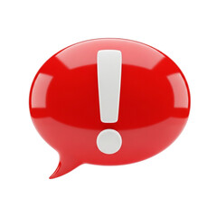 Red Speech Bubble with Exclamation Mark Symbol.