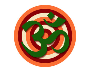 OM symbol color circles line icon. Representation of spirituality, meditation and inner peace. Spirituality outline symbol. Ciecle linear pictogram. Vector illustration isolated on white background