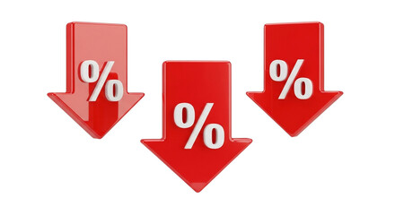 Three red arrows with percentage signs pointing downwards.