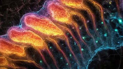 Colorful Close-Up of Neurons and Synapses in Brain