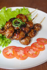 Vertical Image of Delicious Indonesian Bakso Bakar Dish