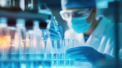 Scientist Conducting Experiment in Laboratory Setting