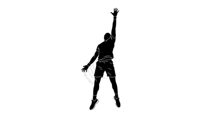 Dynamic silhouette of athlete reaching high, conveying energy and ambition for sports, fitness, and achievement concepts in a clean, modern design.