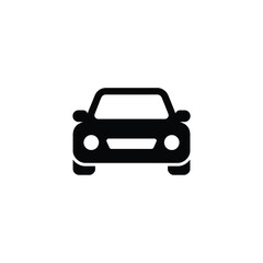 Obraz premium Front view of a minimalist black car icon on a clean background