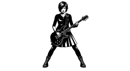Dynamic rock star illustration with edgy style and guitar, ideal for music promotion, band posters, or creative projects showcasing rebellious spirit