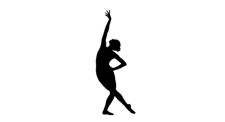 Elegant ballerina silhouette performing a graceful dance pose against a clean white backdrop for creative projects and artistic expressions