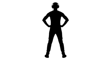 Silhouette of a man listening to music with headphones, feeling the beat and getting energized, perfect for music and entertainment concepts