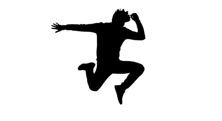 Dynamic silhouette of a person jumping with energy, ideal for expressing freedom and motivation in creative designs and inspirational projects now