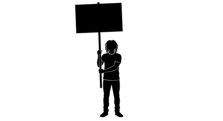 Powerful silhouette of activist holding blank sign aloft, perfect for social justice campaigns and community engagement to amplify your message today!