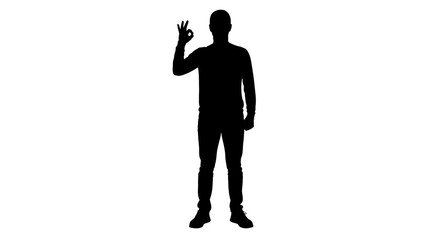 Silhouette of a man giving the OK sign shows agreement and approval in business or lifestyle contexts, perfect for impactful presentations.