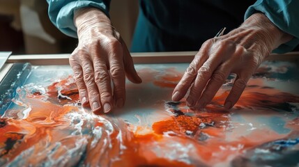 Artistic Hands Creating Fluid Abstract Artwork