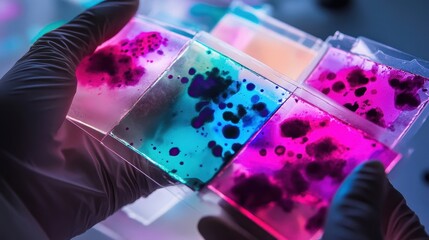 Colorful Petri Dishes with Microbial Cultures