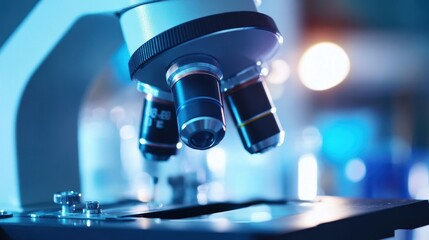 Close-up of Microscope in a Scientific Laboratory