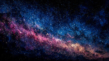 Obraz premium Ciel, cosmos, galaxie, peinture a l''aquarelle