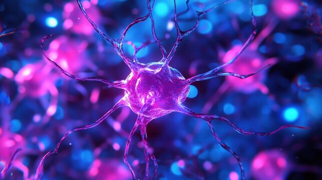 Colorful Neuroscience Concept with Neurons and Synapses