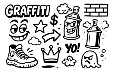 Graffiti Doodle Elements Set – Urban Street Art Icons