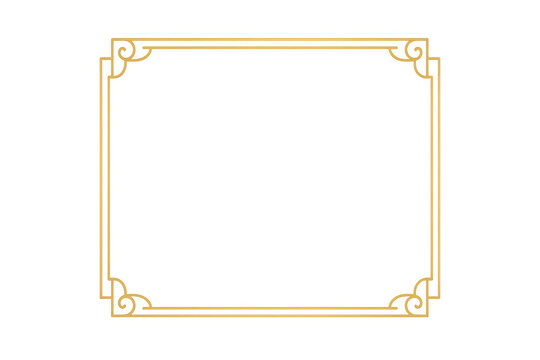 Gold ornate decorative frame border with elegant vintage style design elements on transparent background