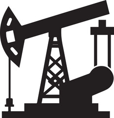 Oil pump jack black and white silhouette industry production concept.
