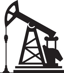 Oil pump jack black and white silhouette industry production concept.
