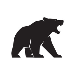 Roaring Bear Silhouette – Fierce Wildlife Emblem for Power and Aggression