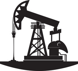 Oil pump jack black and white silhouette industry production concept.
