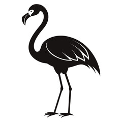 Obraz premium Flamingo vector clean black silhouette design white background
