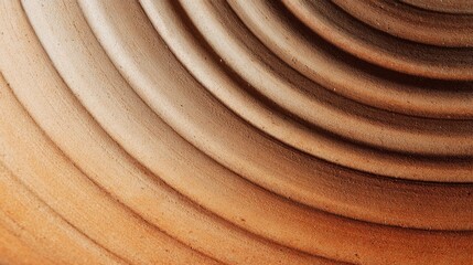 Close-up view of smooth, concentric clay pottery layers showcasing craftsmanship and texture