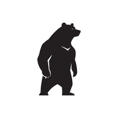 Upright Bear Silhouette – Powerful Wildlife Mascot for Logos and Strength Symbolism