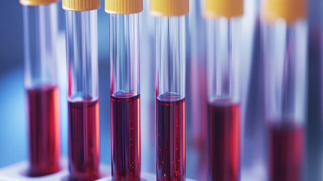 Laboratory Test Tubes Filled with Blood Sample