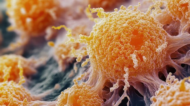 Magnified View of Vibrant Cell Structures in Detail