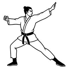 Karate Pose Silhouette vector