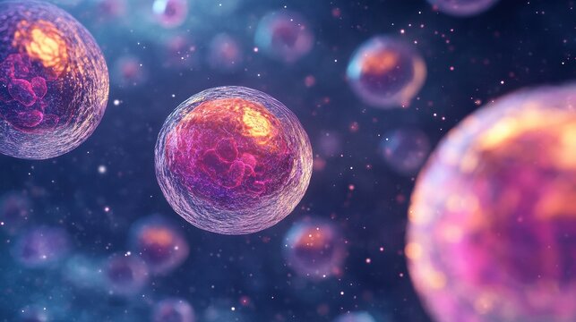 Colorful Abstract Cells in a Microscopic View