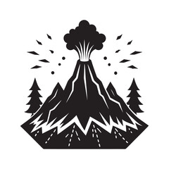 Magma River Volcano Fiery Destruction Silhouette